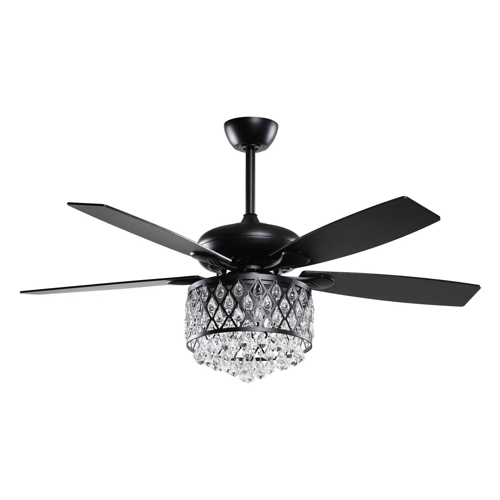 52” Wethington Modern Crystal Chandelier Ceiling Fan with Light And Remote Control Black
