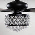 52” Wethington Modern Crystal Chandelier Ceiling Fan with Light And Remote Control Black
