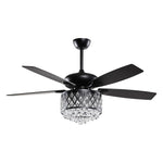 52” Wethington Modern Crystal Chandelier Ceiling Fan with Light And Remote Control Black