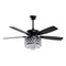 52” Wethington Modern Crystal Chandelier Ceiling Fan with Light And Remote Control Black