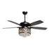 52” Wethington Modern Crystal Chandelier Ceiling Fan with Light And Remote Control Black