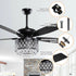 52” Wethington Modern Crystal Chandelier Ceiling Fan with Light And Remote Control Black