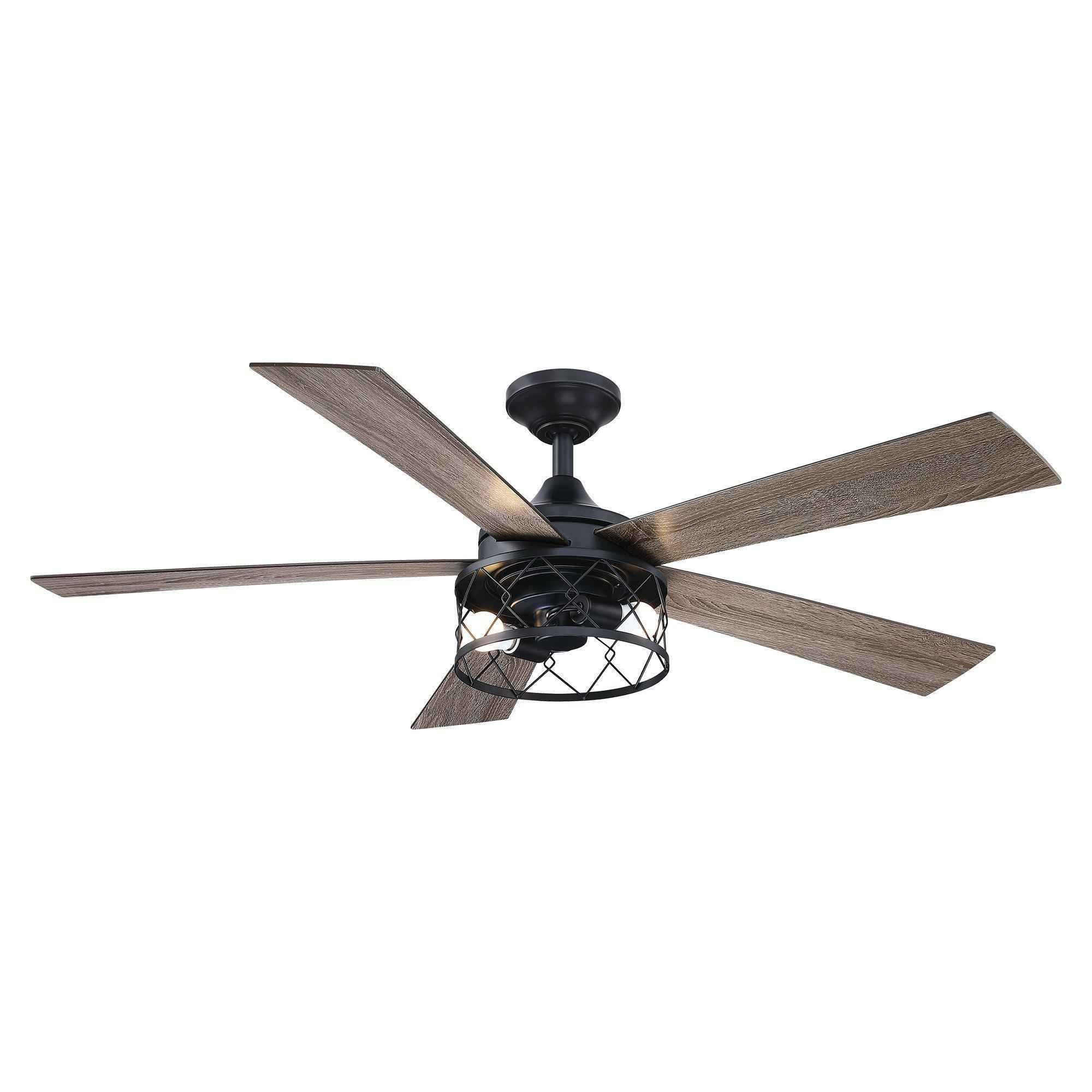 52" Windmill Modern DC Motor Downrod Mount Reversible Ceiling Fan with Lighting and Remote Control