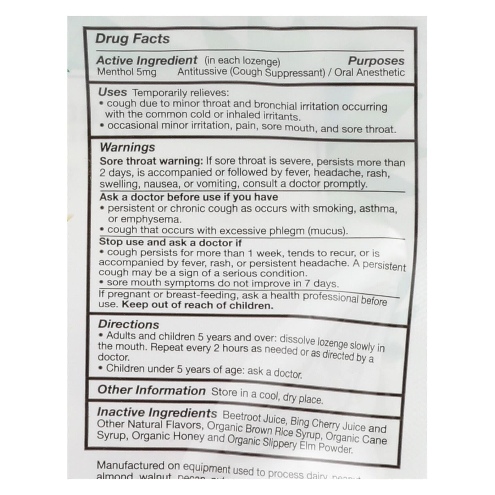 Quantum Research Organic Cough Relief Lozenges, Bing Cherry (18)