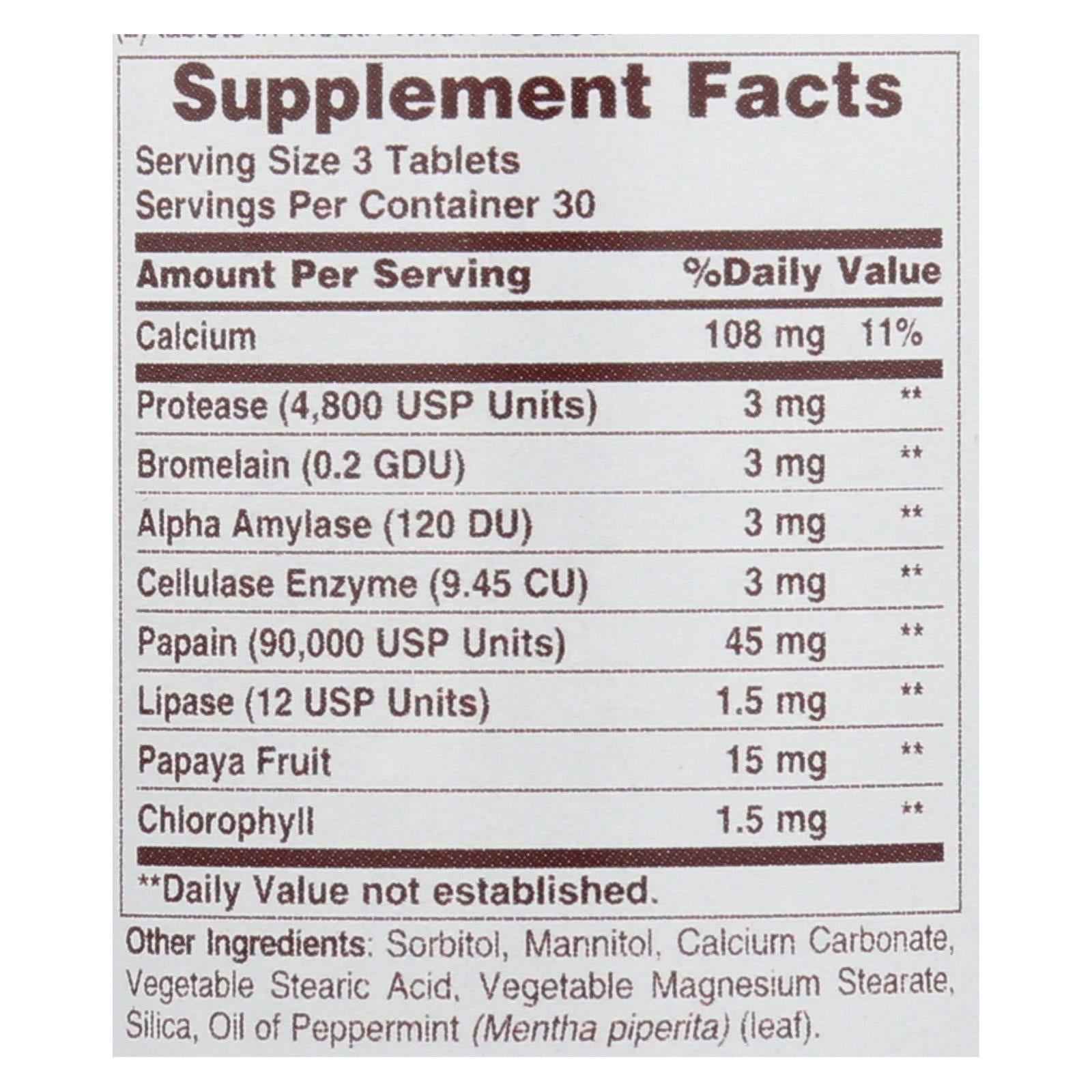 American Health Super Papaya Enzyme Plus Chewable Tablets for Digestion Support (90 Ct)