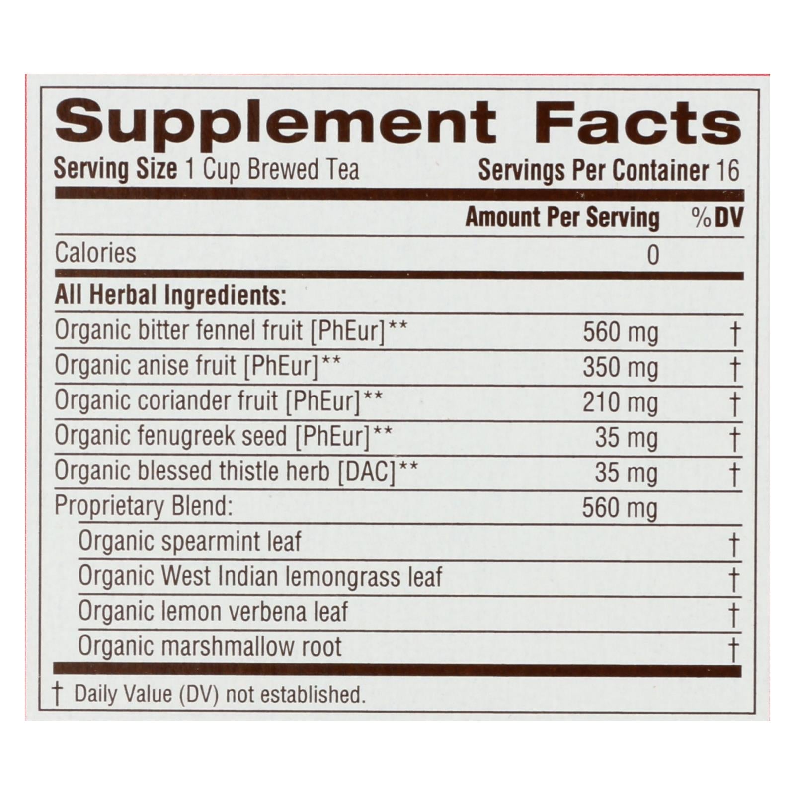 Traditional Medicinals Mother's Milk Organic Herbal Tea, Promotes Healthy Lactation - 16 Tea Bags (Pack of 6)