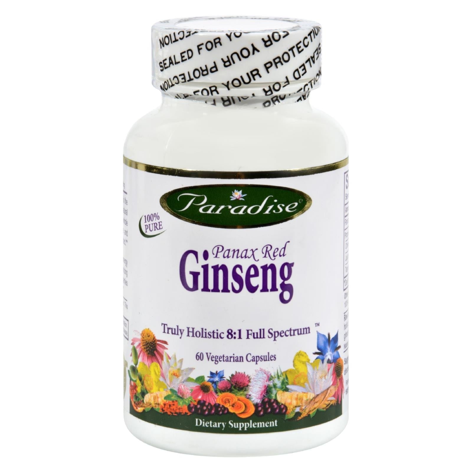 Paradise Herbs Panax Red Ginseng (60 Vegetarian Capsules)