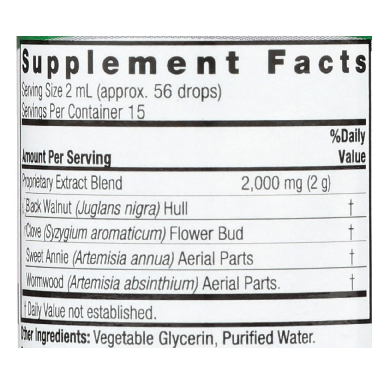 Nature's Answer Black Walnut & Wormwood Complex Extract, Alcohol-Free, 1 Fl Oz