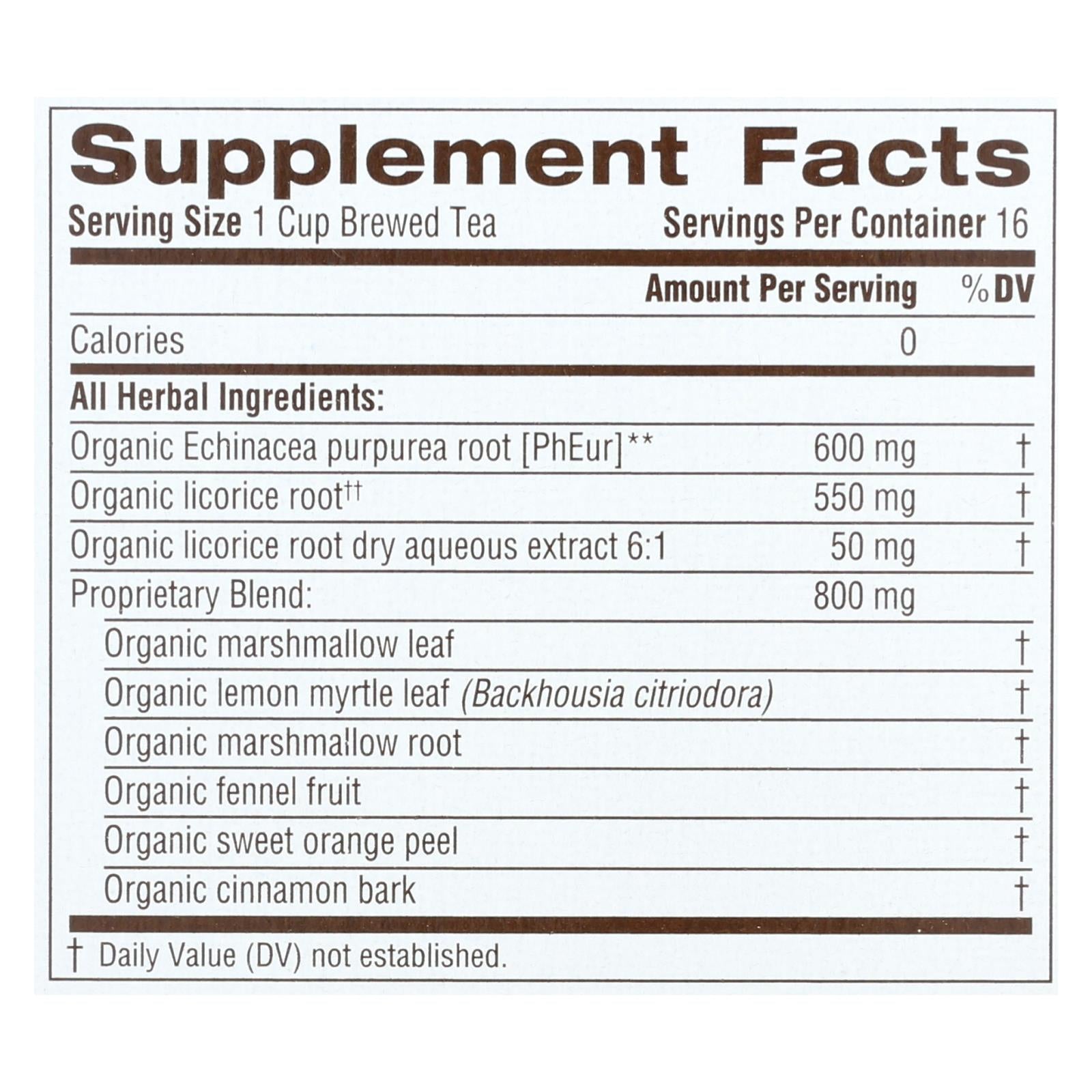 Traditional Medicinals Lemon Echinacea Throat Coat Herbal Tea - 16 Tea Bags, 6-Pack