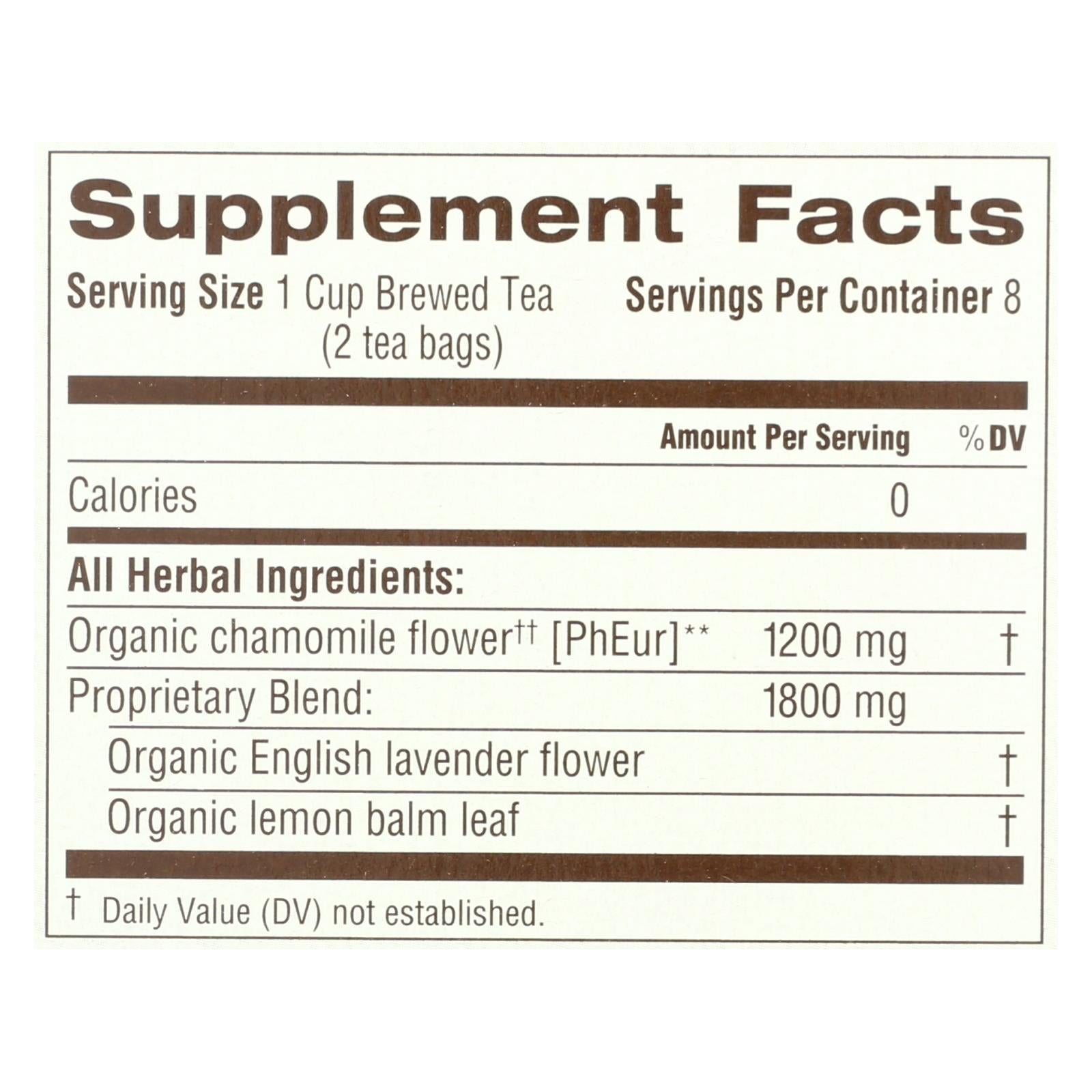 Traditional Medicinals Calming Chamomile Lavender Herbal Tea (6 Pack, 16 Bags) Caffeine Free