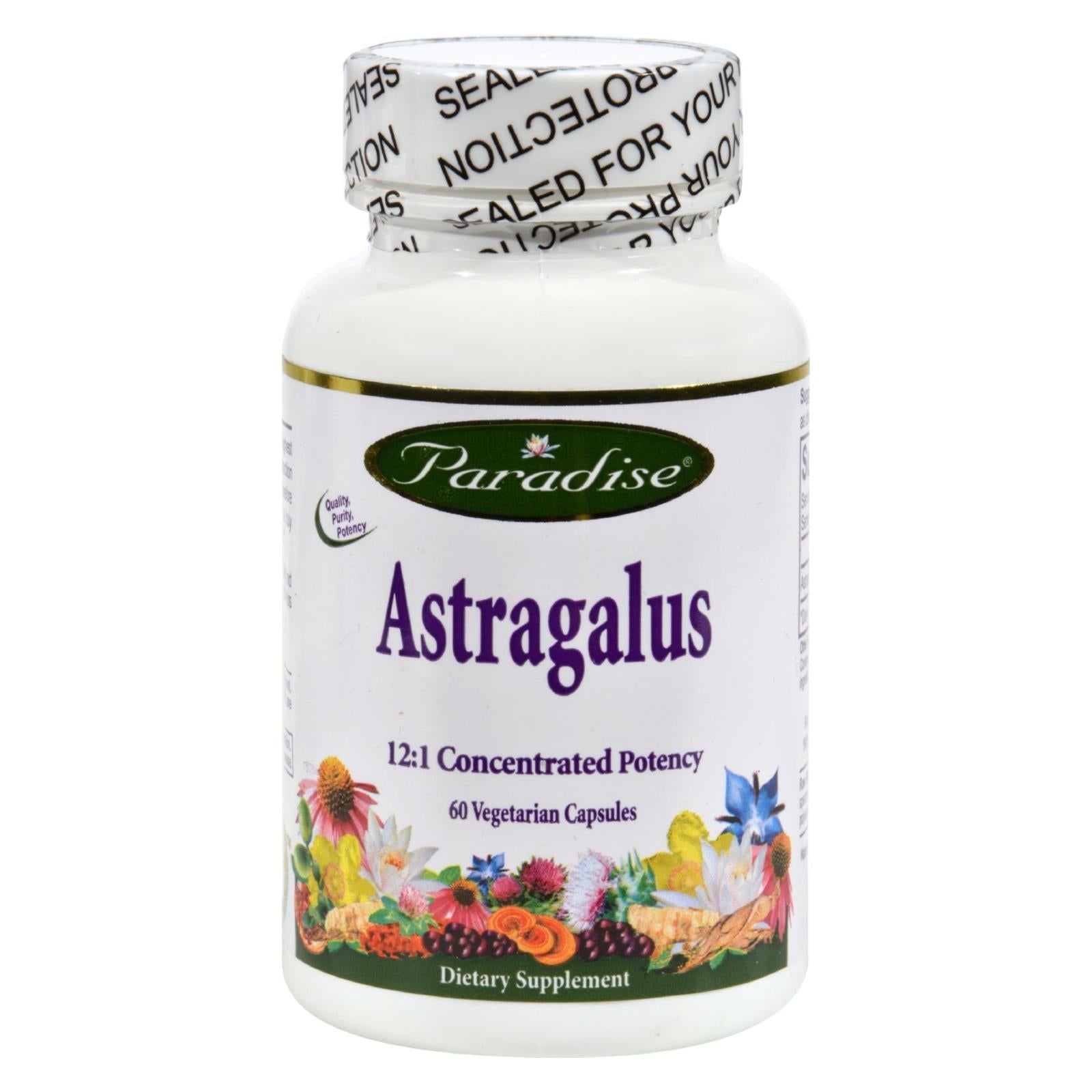 Paradise Herbs Astragalus Vegetarian Capsules, Pack of 60