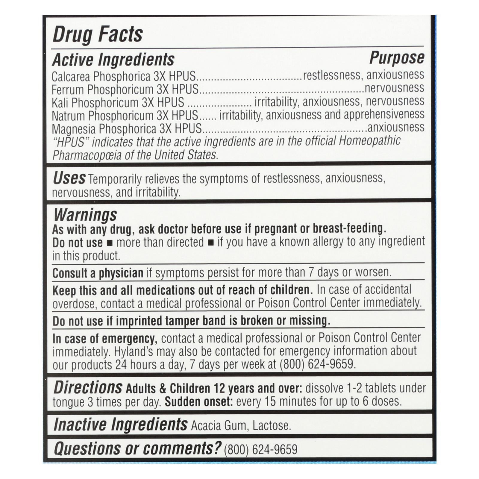 Hyland's Homeopathic Calm Tablets for Stress Relief (50-Count)