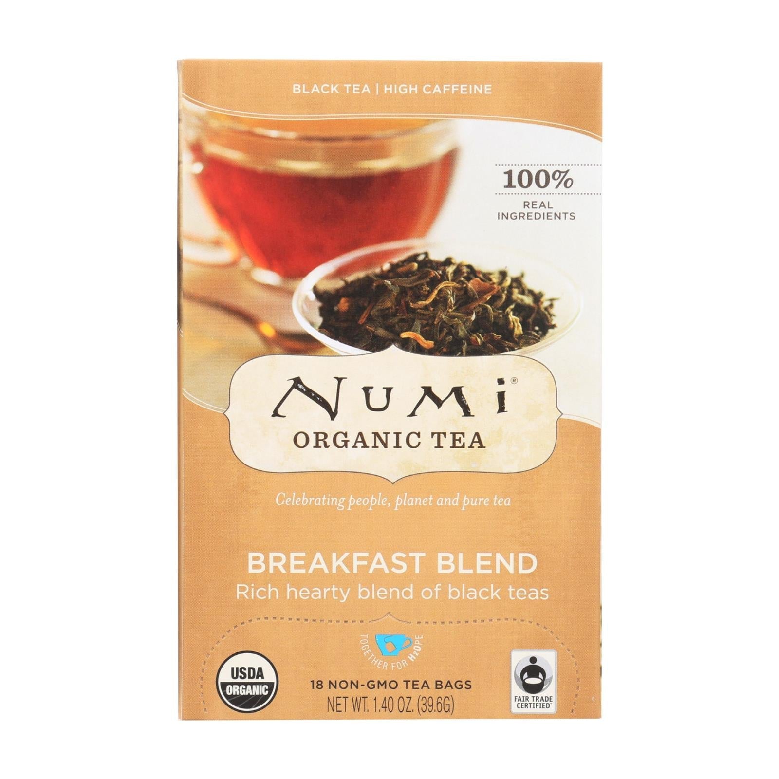 Numi Black Tea Breakfast Blend, 6-Pack (18 Tea Bags)