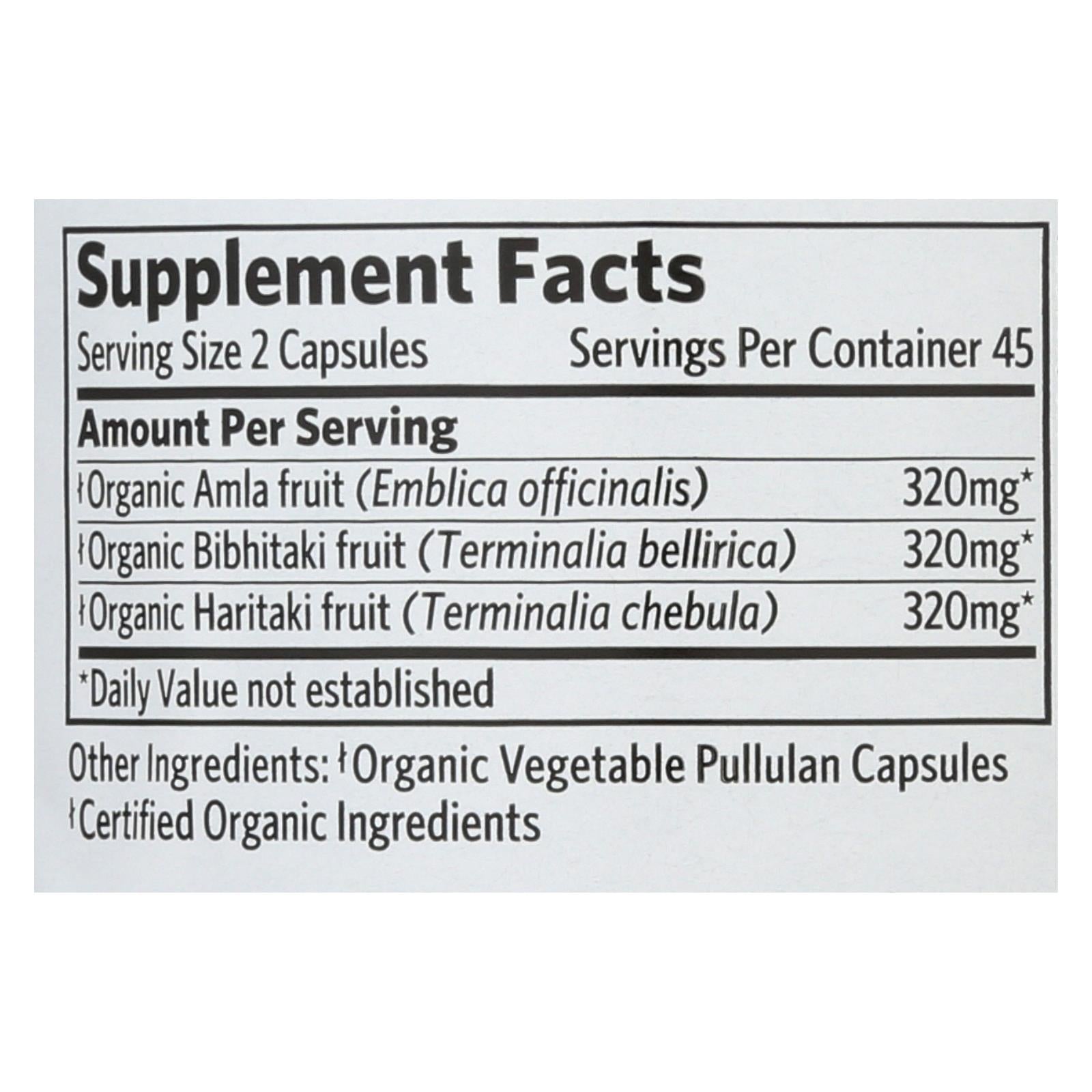 Organic India Triphala Supplement - 90 Vcaps
