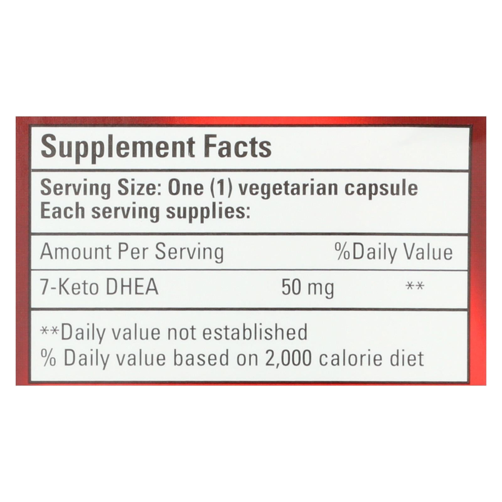 Bio Nutrition 50mg 7-Keto DHEA Vegetarian Capsules, 50 Count