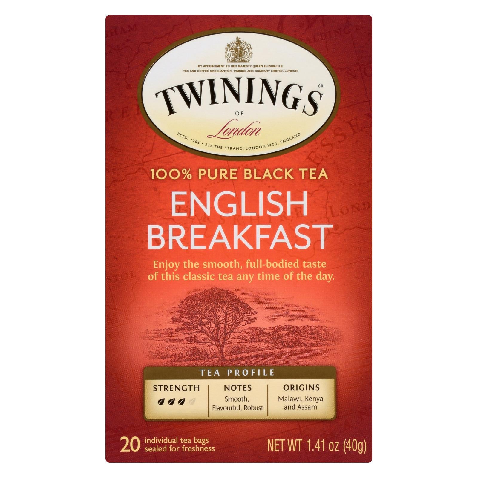 Twinings English Breakfast Black Tea, 20 Bags Per Box (Pack of 6)