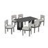 Dining Table Set With 6 Upholstered Chairs, Rectangular Table With Cutout Legs