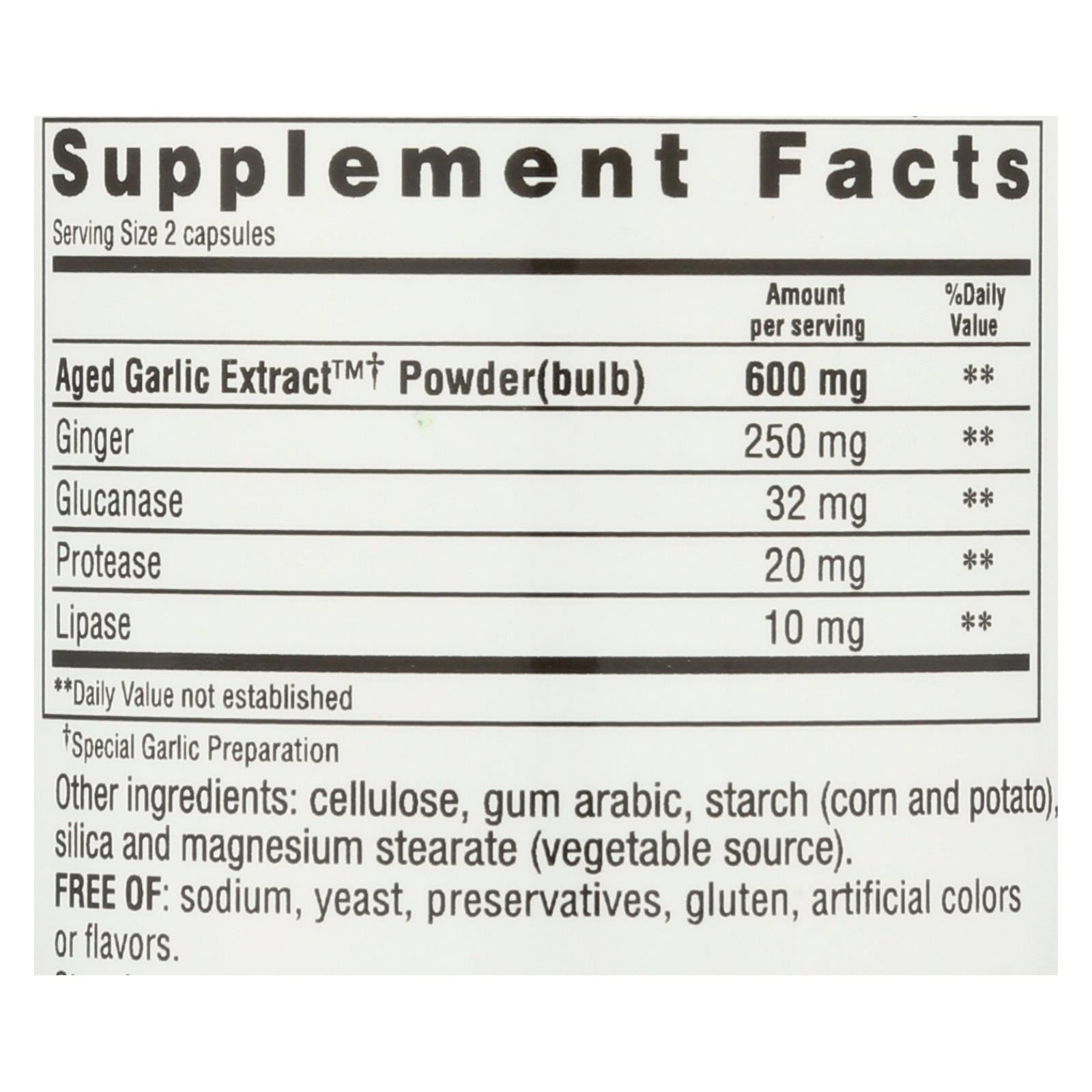 Kyolic Aged Garlic Extract - Candida Cleanse and Digestion Support - 100 Vegetarian Capsules