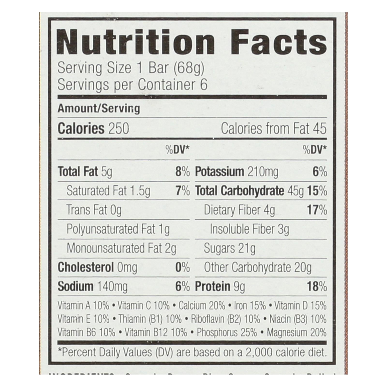 Clif Bar - Chocolate Chip Energy Bars - 6/2.4oz.