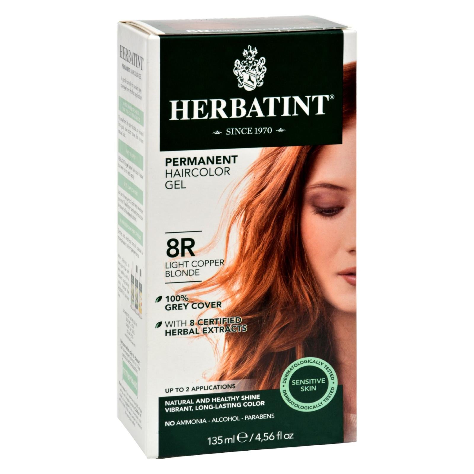 Herbatint Permanent Herbal Hair Colour Gel 8R Light Copper Blonde 135ml
