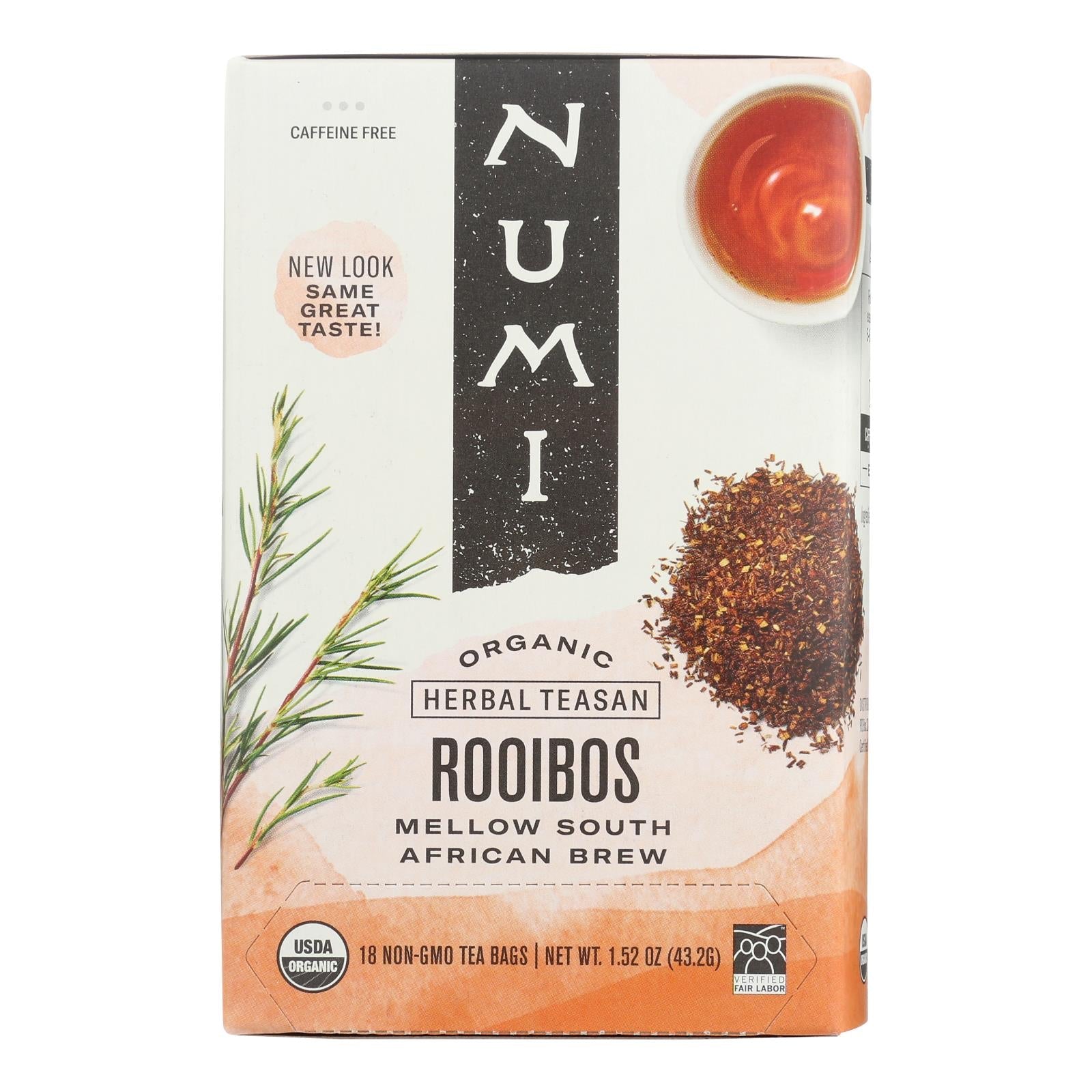 Numi Red Mellow Bush Rooibos Tea, 18 Tea Bags (Pack of 6)