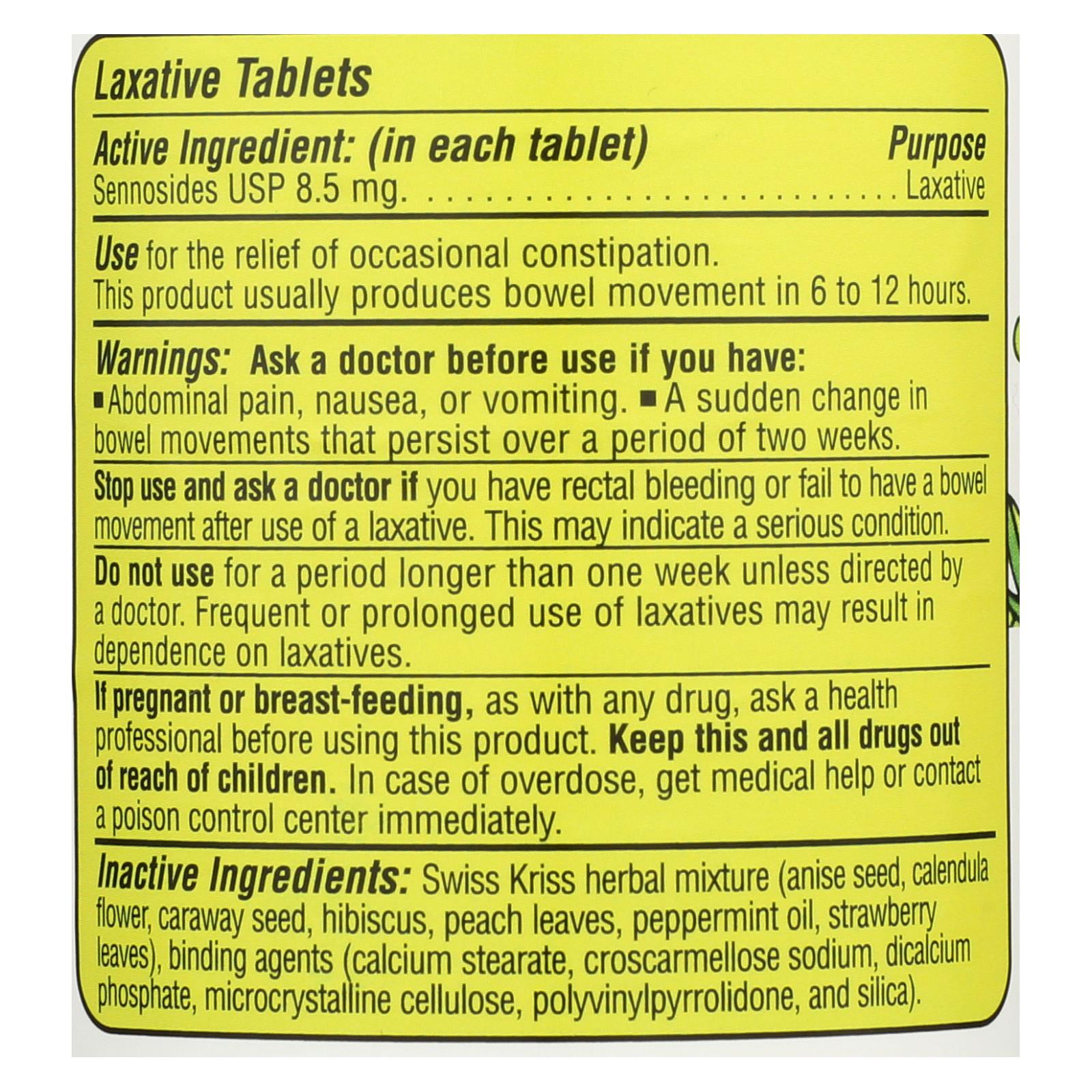 Swiss Kriss Herbal Laxative Tablets (250 Each)