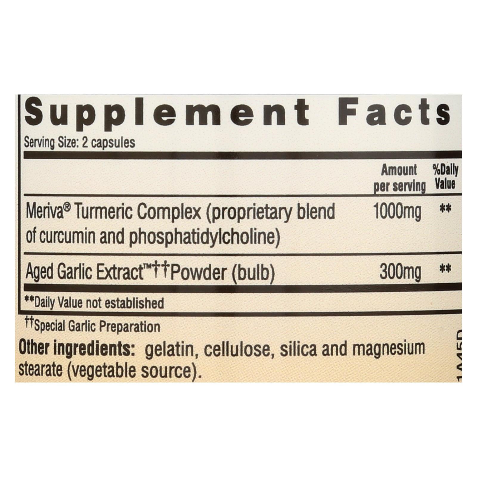 Kyolic Aged Garlic Extract with Curcumin  for Enhanced Inflammation Management (50 Caps)