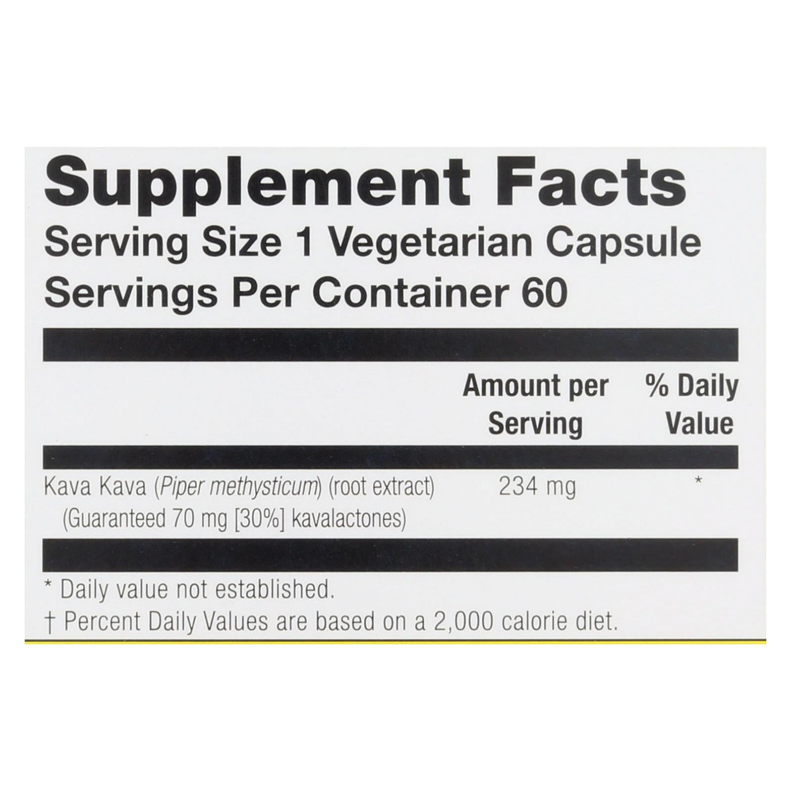 Natural Balance Kava Kava Root Extract 60 Vegetarian Capsules