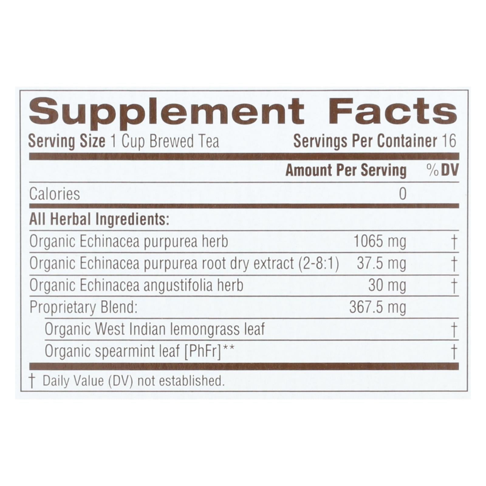 Traditional Medicinals Organic Echinacea Plus Herbal Tea (Pack of 6 - 16 Tea Bags)