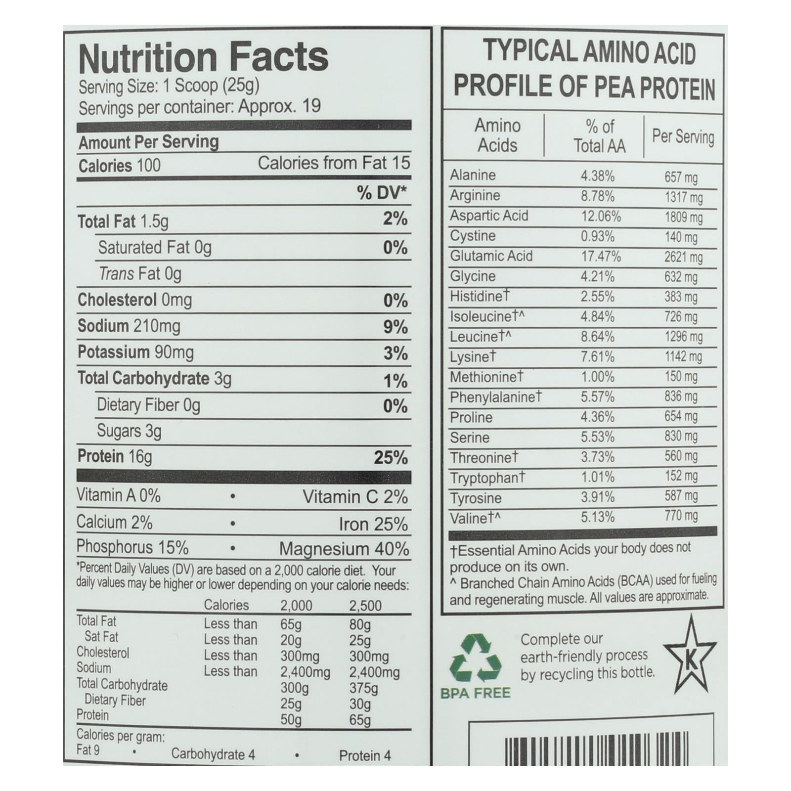 Growing Naturals Vanilla Blast Yellow Pea Protein - 16 Oz.