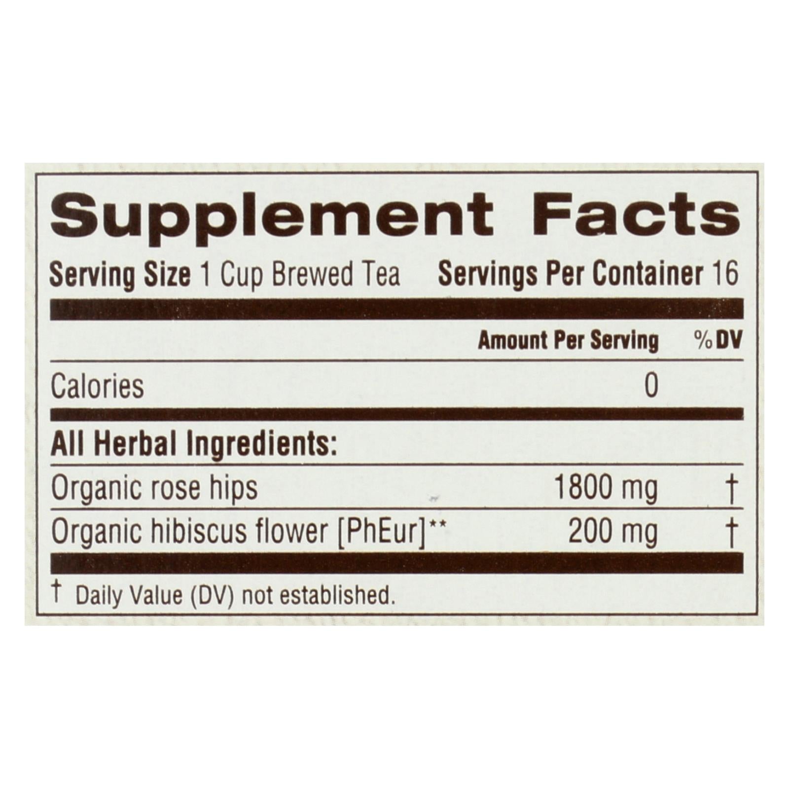 Traditional Medicinals - Organic Herbal Tea: Rose Hips with Hibiscus (16 Count, Pack of 6)