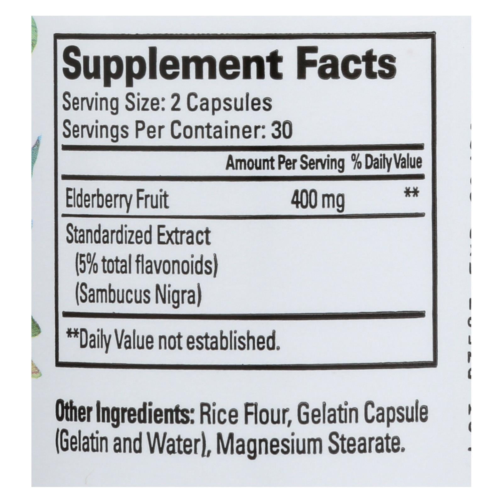 Quantum Elderberry Immune Defense Extract: 60 Capsules, 400mg Each