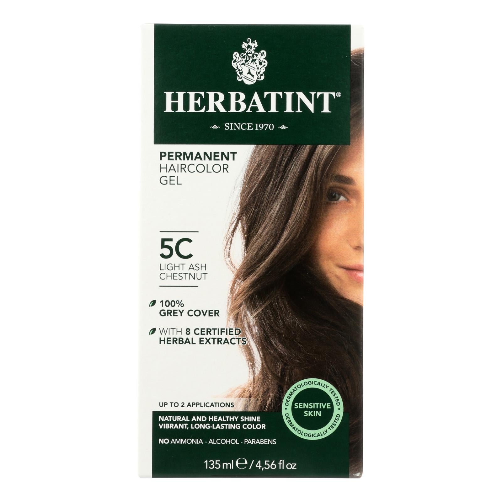 Herbatint Permanent Herbal Hair Color Gel - 5C Light Ash Chestnut - 135 ml