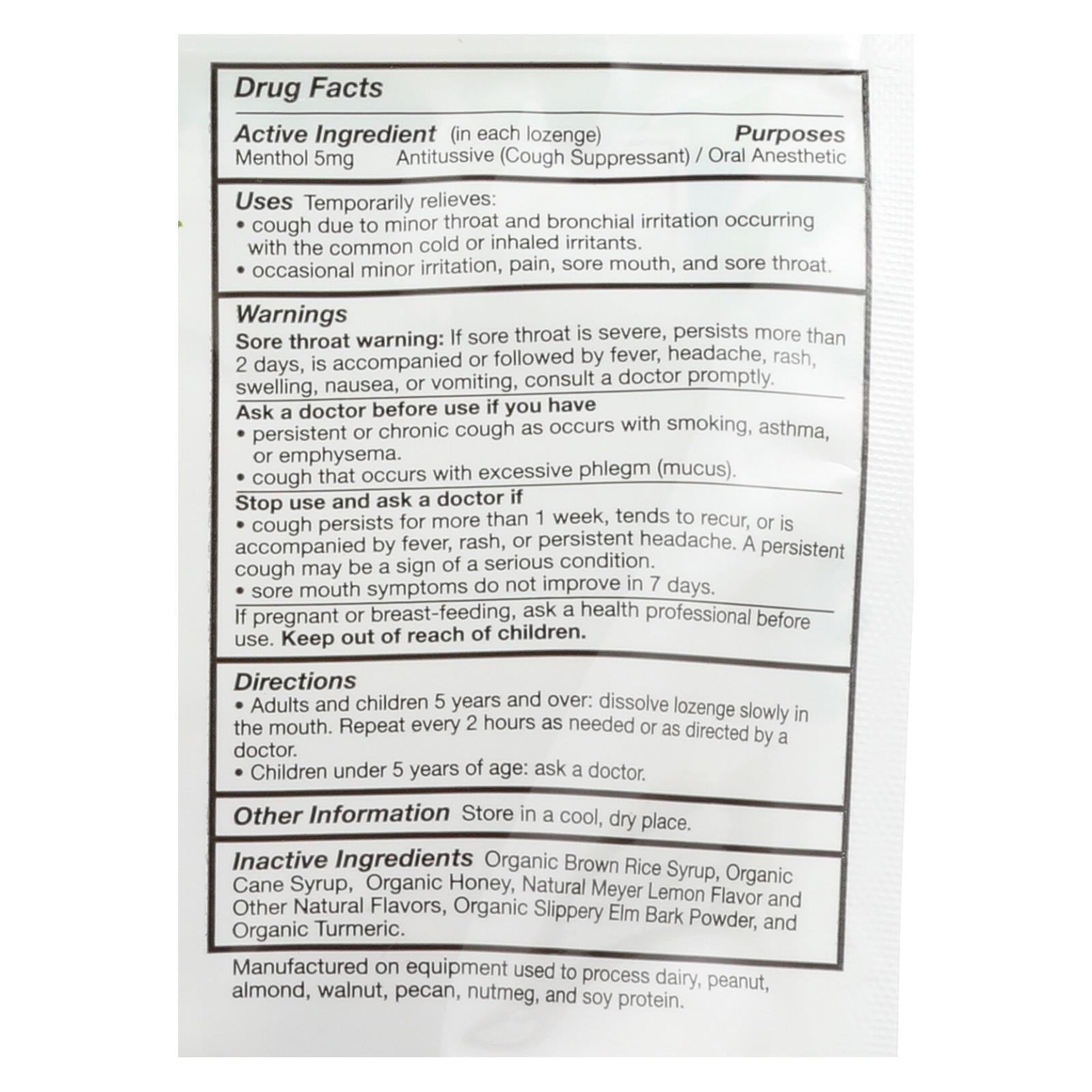 Quantum Research Organic Cough Relief Lozenges: Meyer Lemon & Honey (18-Lozenge Pack)