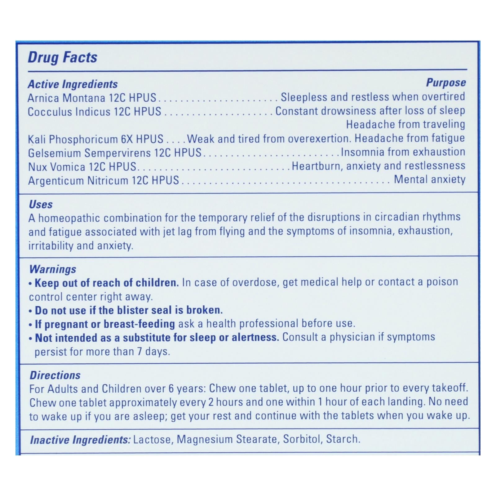 Jet Zone Jet Lag Prevention Homeopathic Travel Medicine - 180 Tablets
