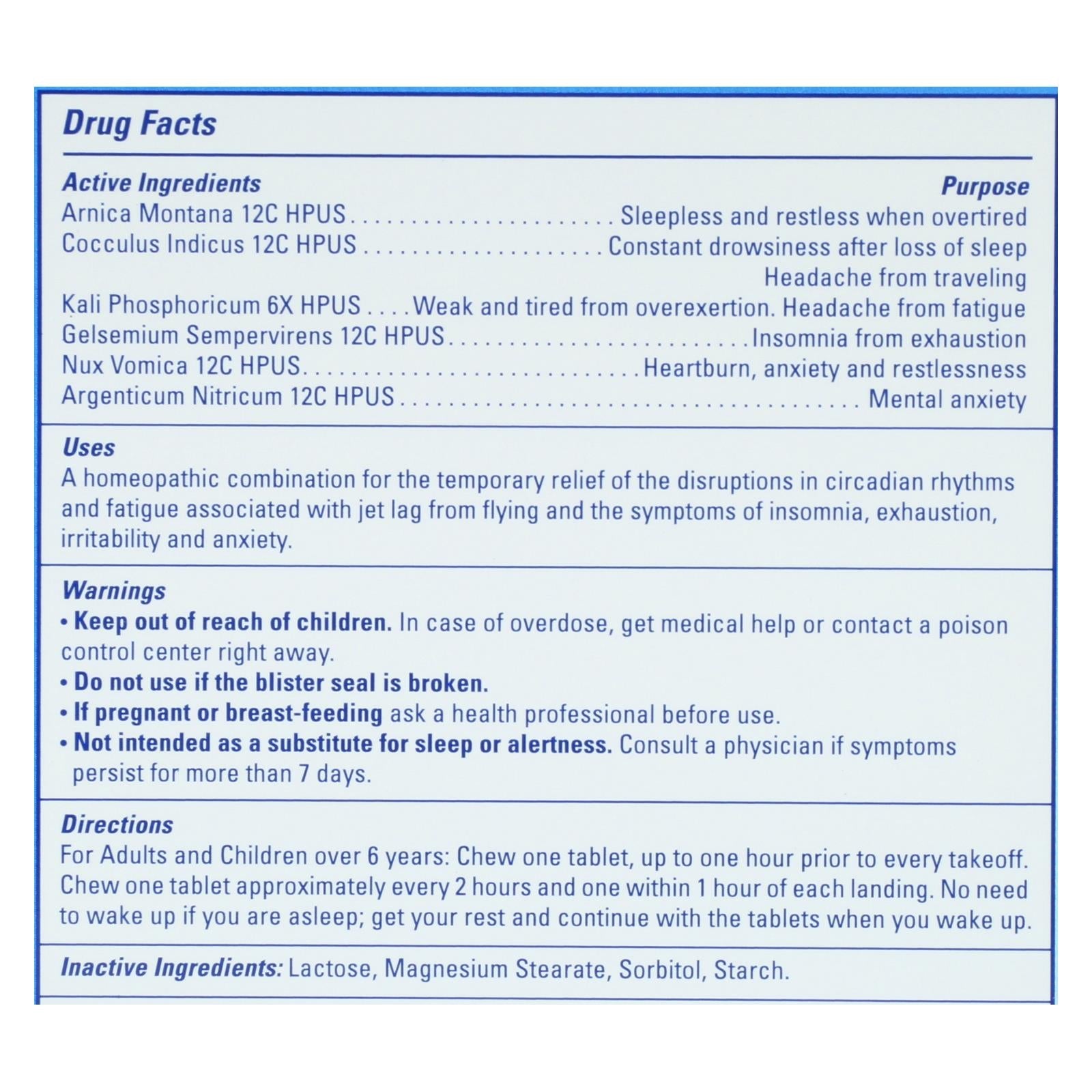 Jet Zone Jet Lag Prevention Homeopathic Travel Medicine - 180 Tablets