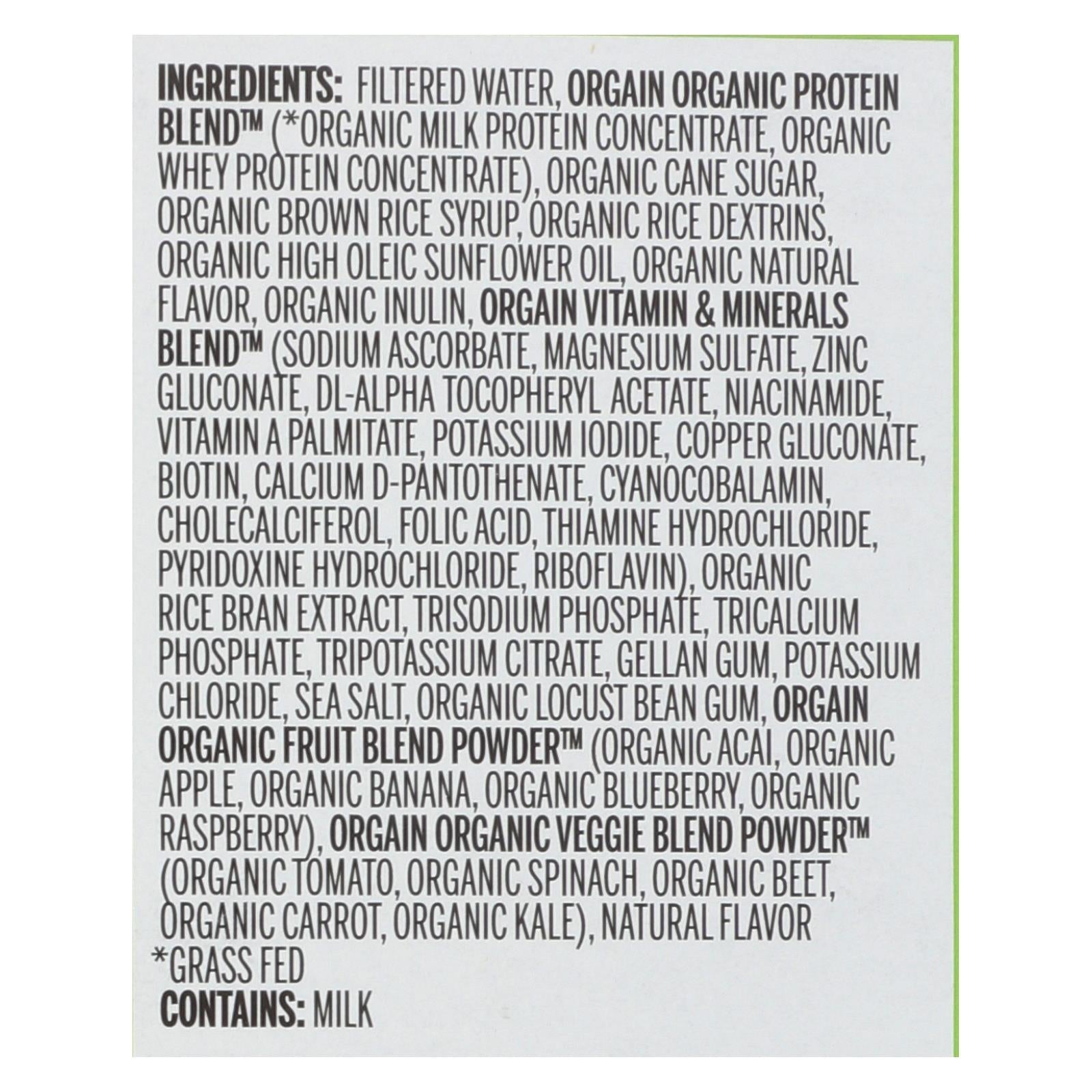 Orgain Organic Vanilla Bean Nutrition Shake - 11 Fl Oz (Pack of 12)