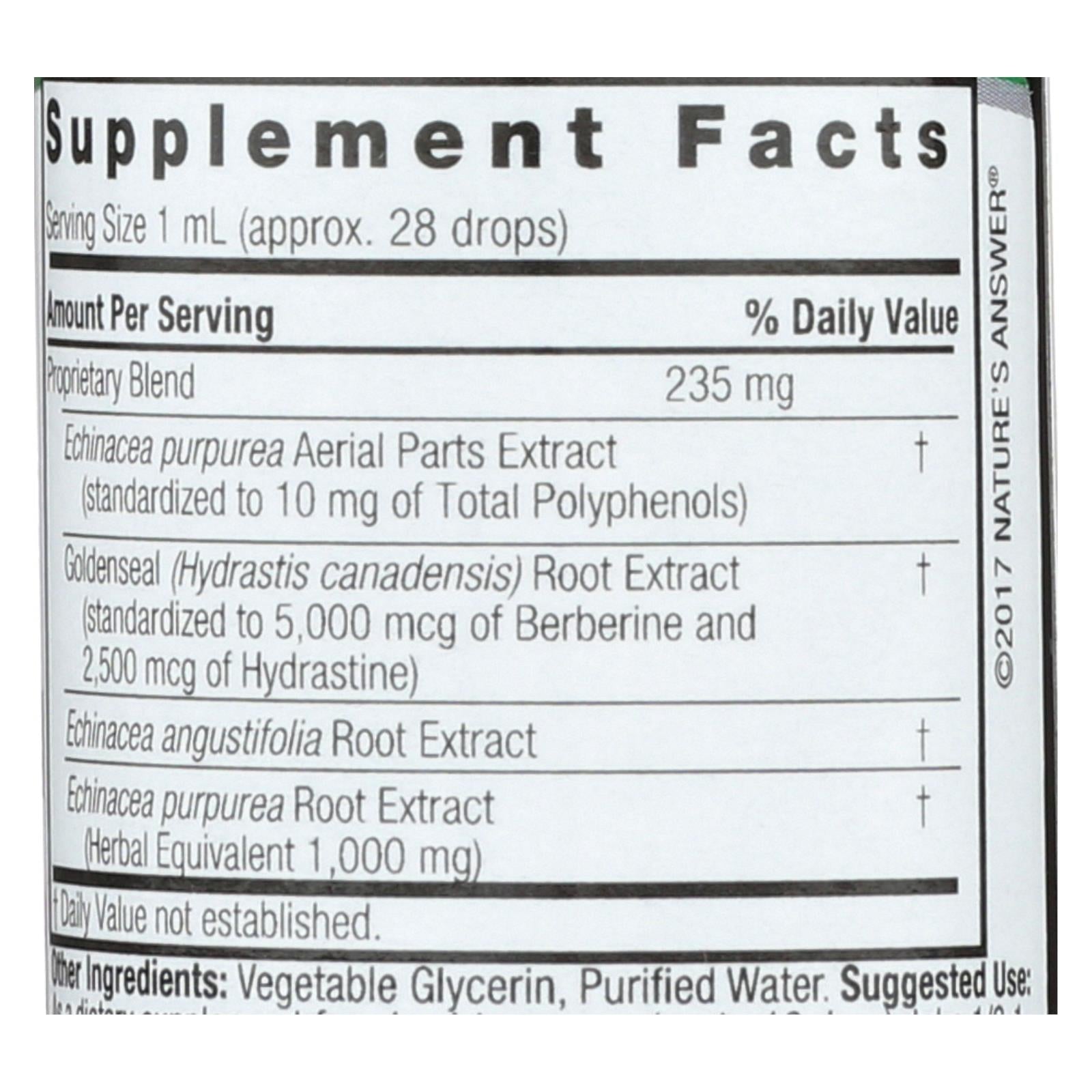 Nature's Answer Echinacea Goldenseal Extract: Immune Support