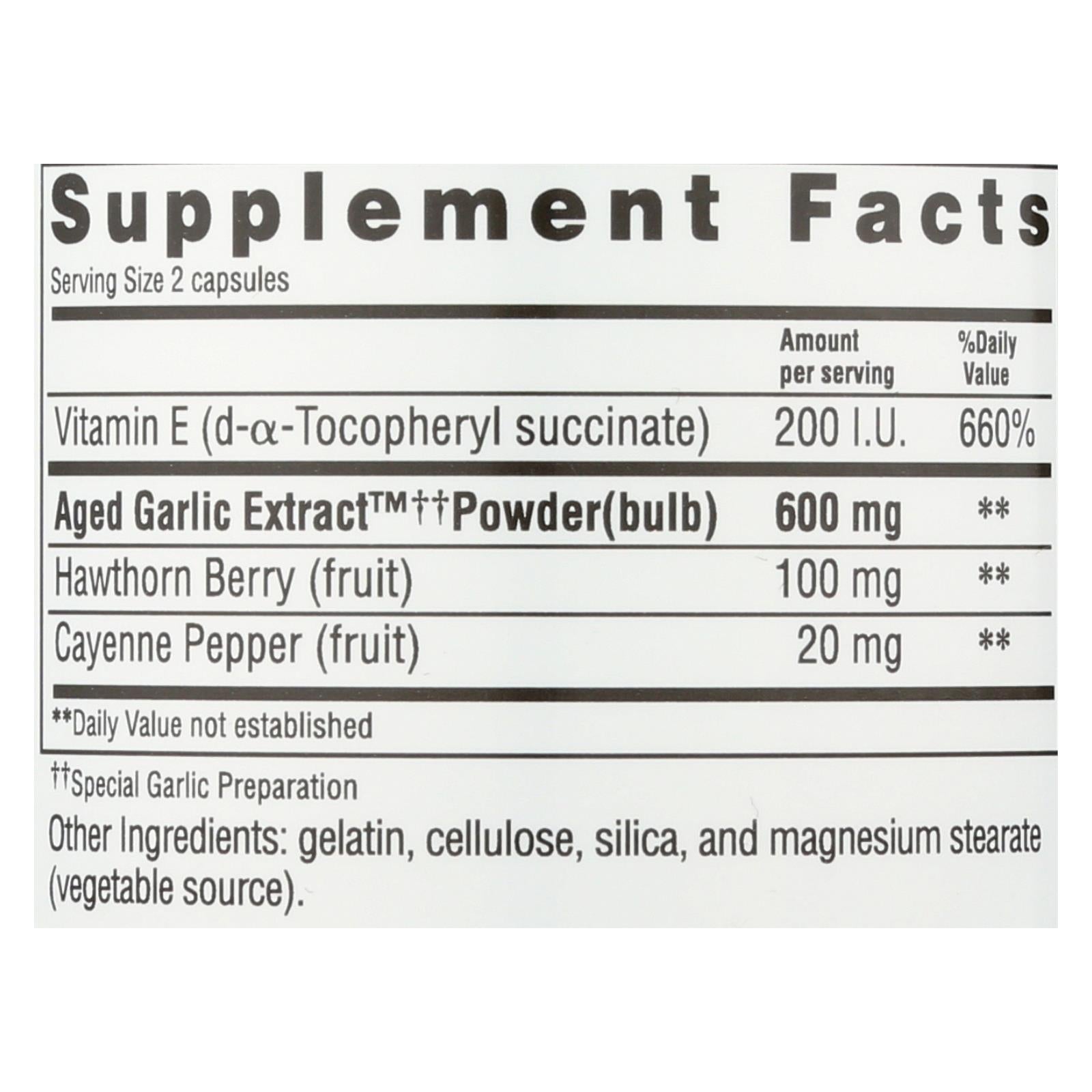 Kyolic Aged Garlic Extract Heart Health Supplement - 200 Capsules