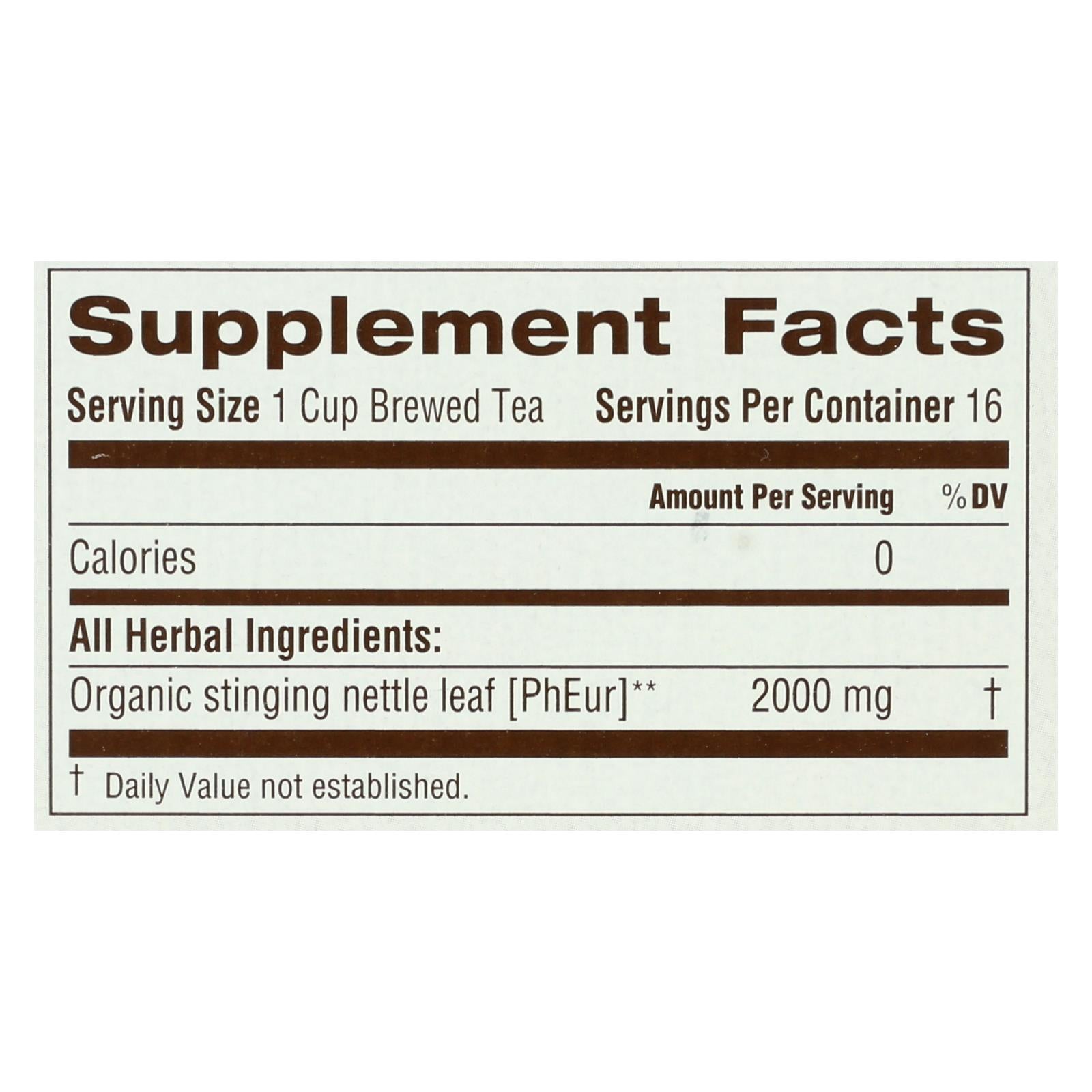 Traditional Medicinals Organic Nettle Leaf Herbal Tea, 6 x 16 Tea Bags