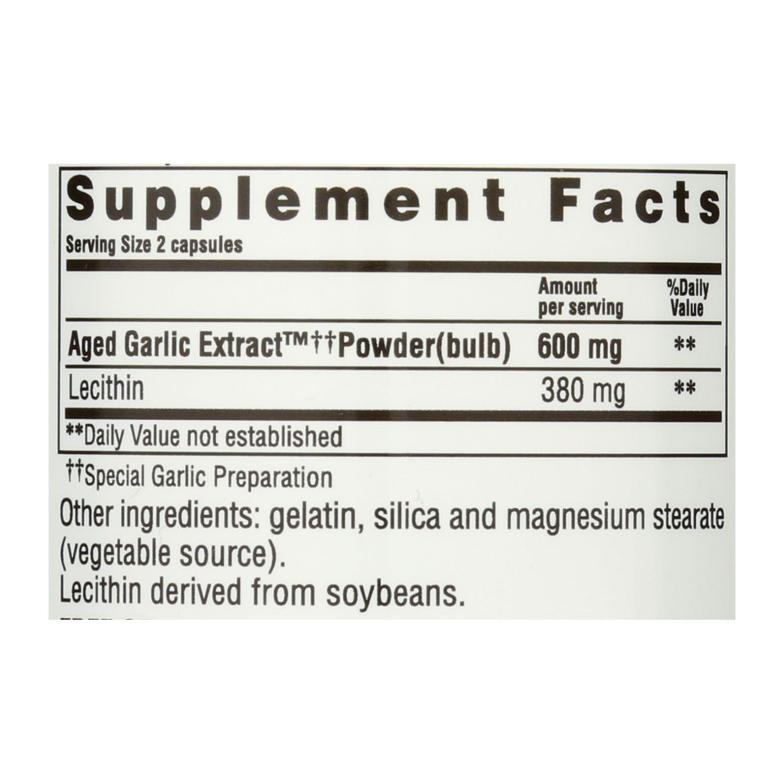 Kyolic Aged Garlic Extract Cholesterol Support Formula 104, 100 Capsules