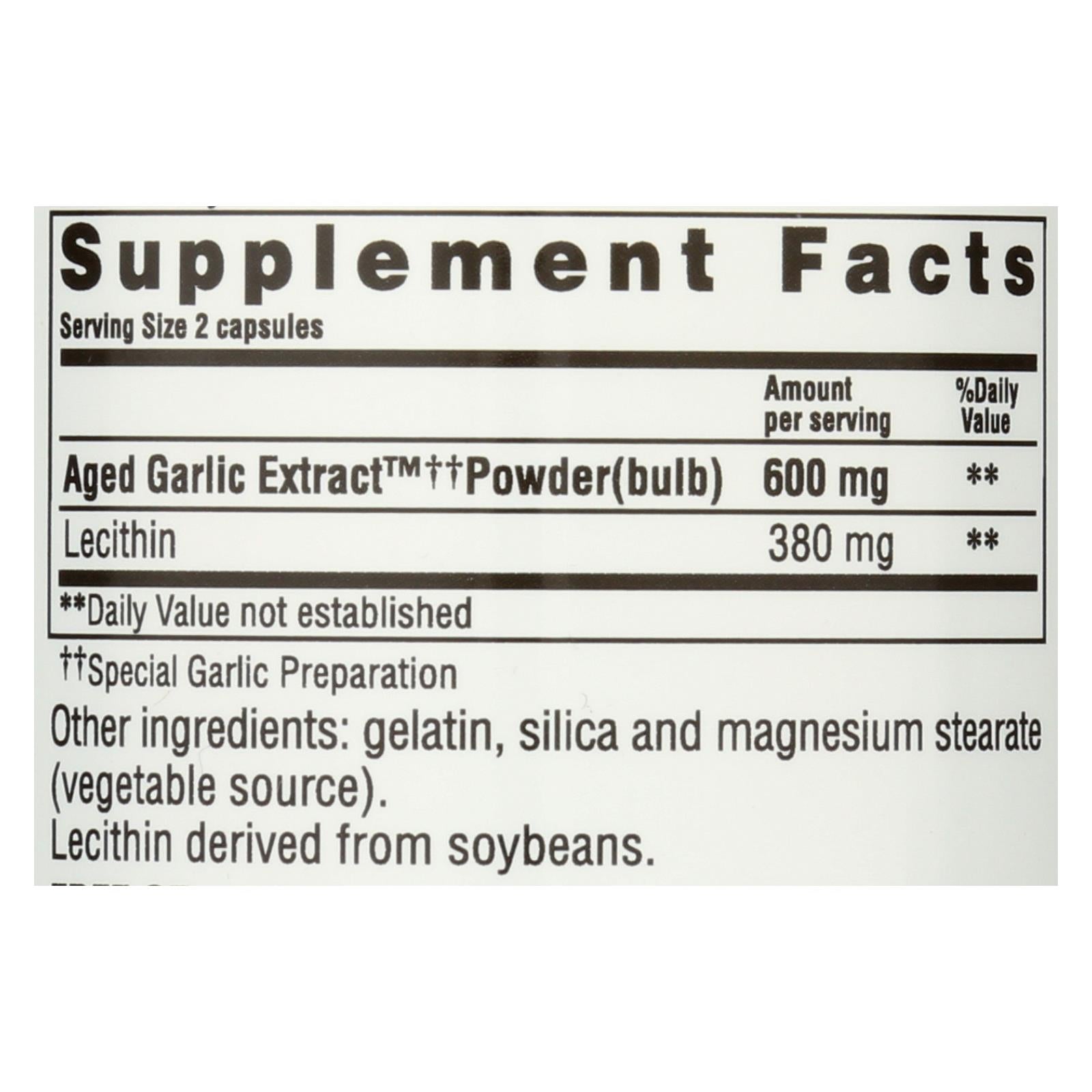 Kyolic Aged Garlic Extract Cholesterol Support Formula 104, 100 Capsules