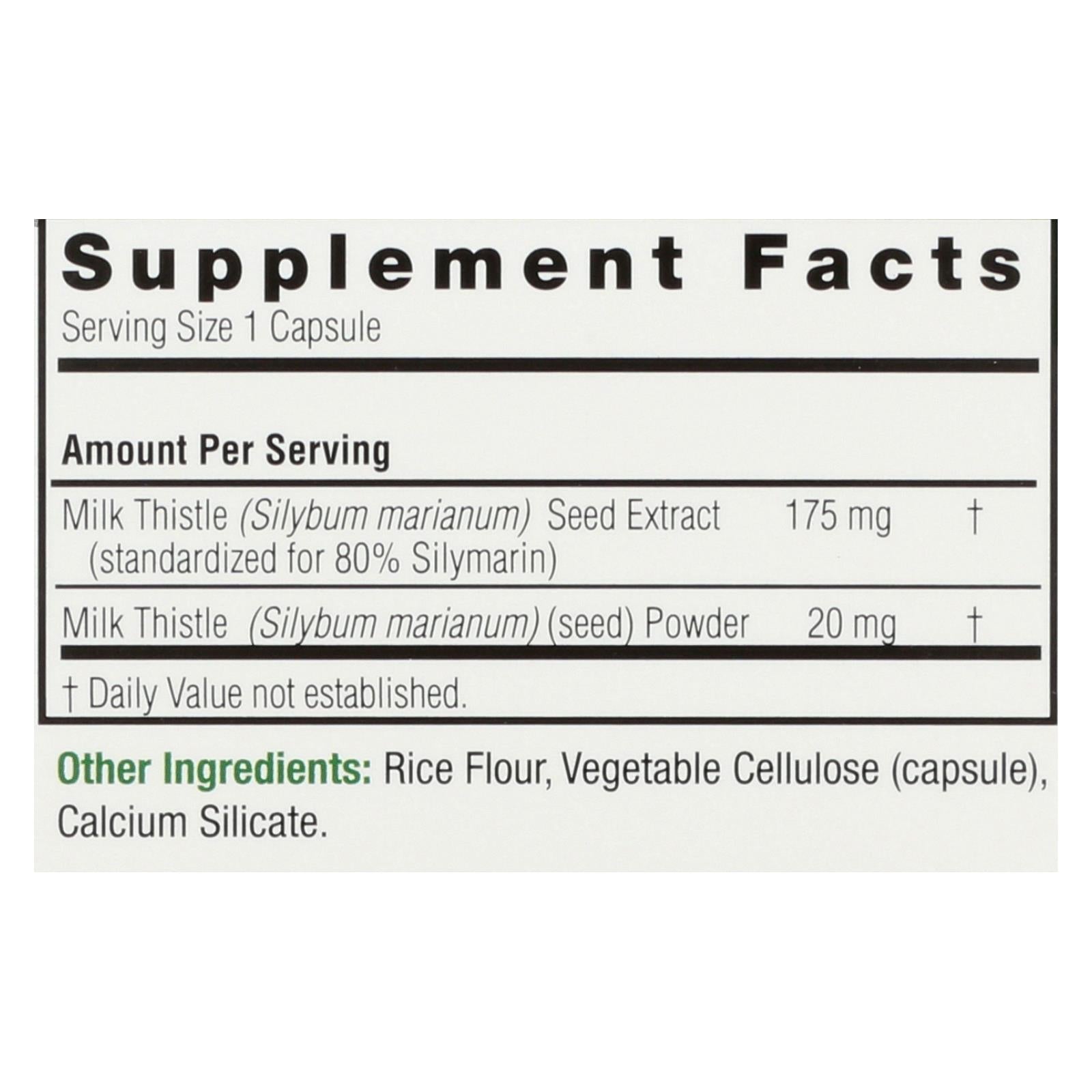 Nature's Answer Milk Thistle Seed Extract: Supports Liver Health - 120 Vegetarian Capsules