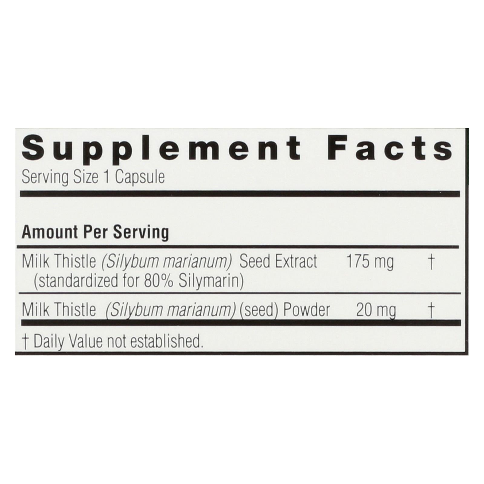 Nature's Answer Milk Thistle Seed Extract: Supports Liver Health - 120 Vegetarian Capsules