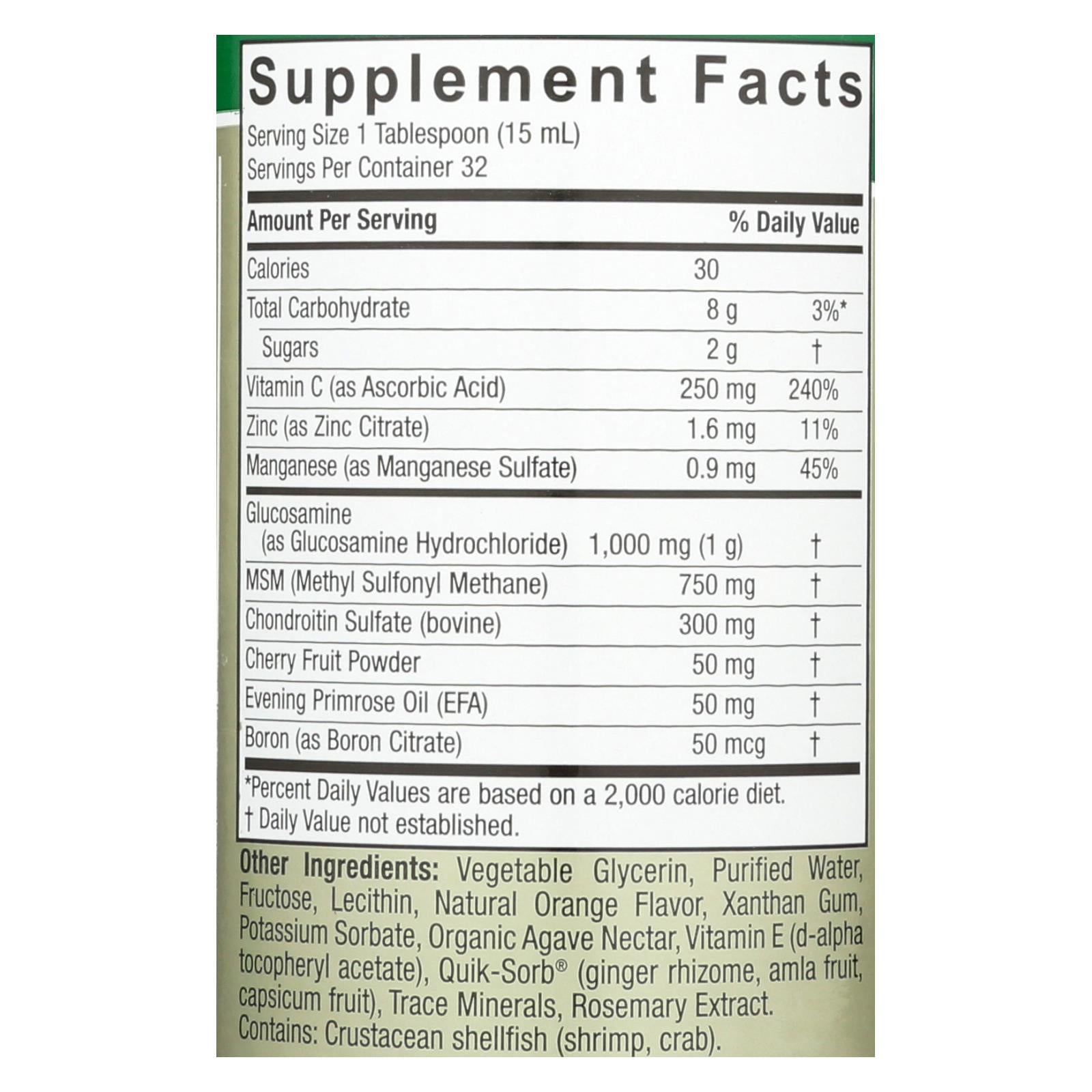 Nature's Answer Glucosamine & Chondroitin with MSM for Joint Relief - 16 oz