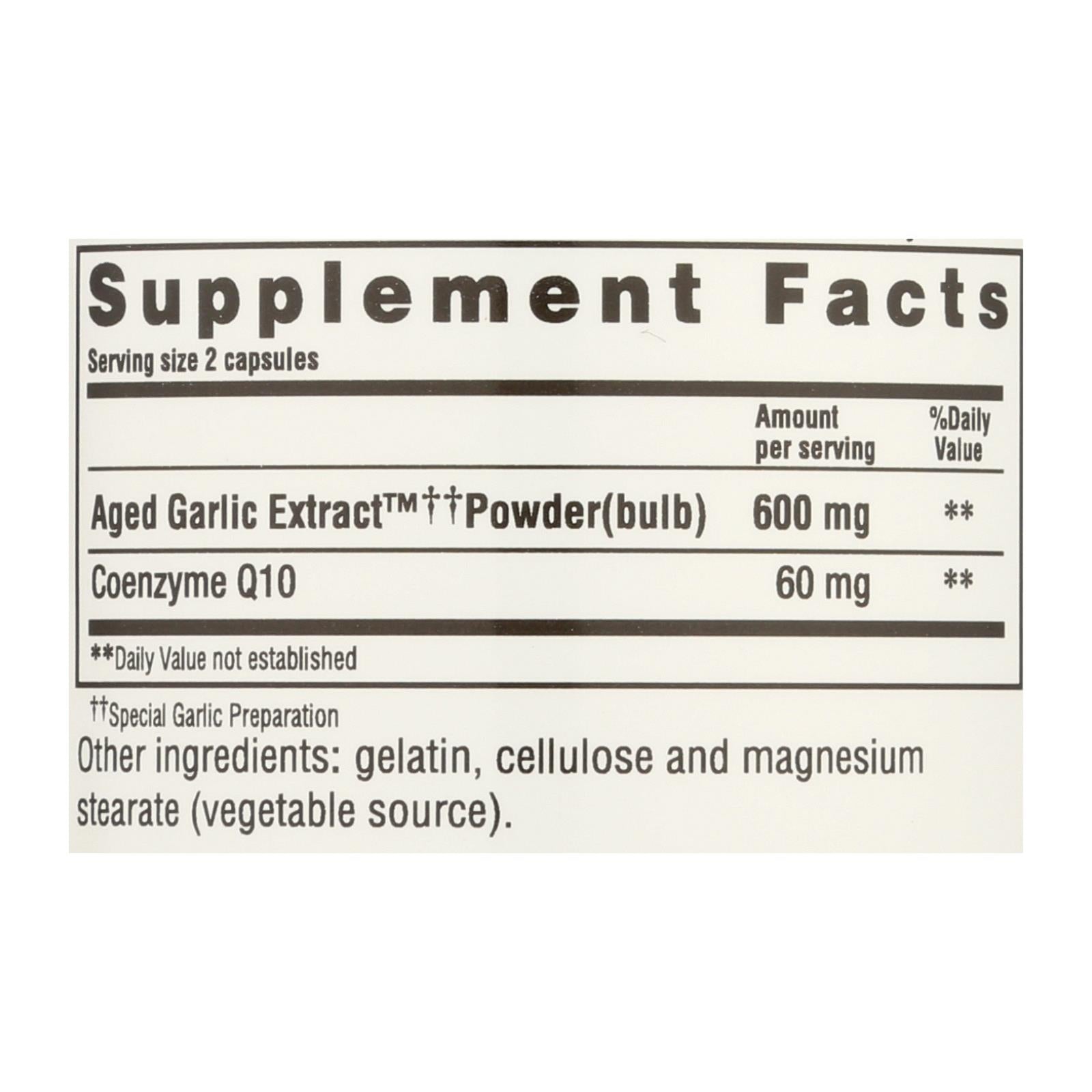 Kyolic Aged Garlic Extract CoQ10 Formula 110: Supports Heart and Immune Health (100 Capsules)