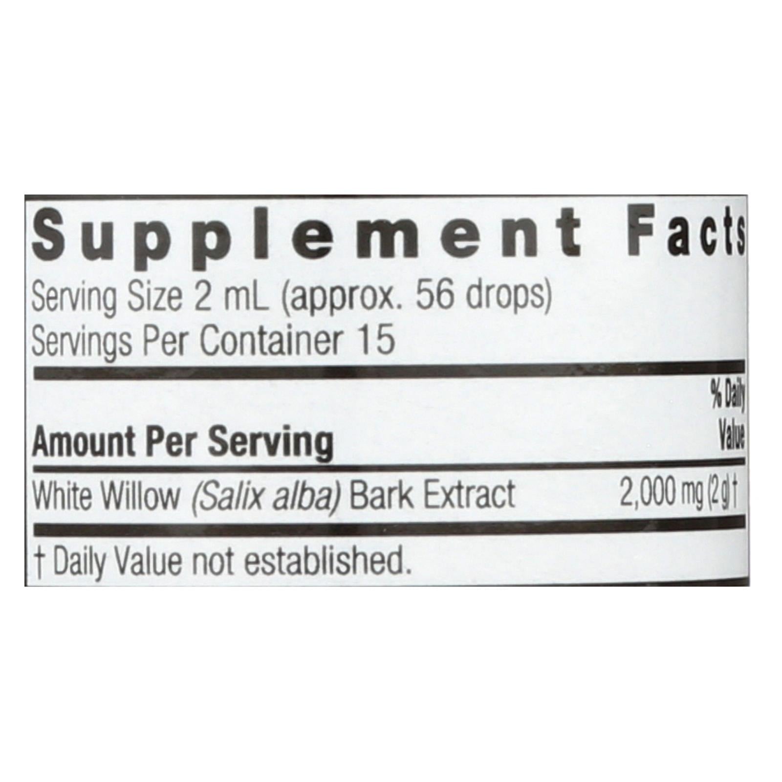 Nature's Answer White Willow Bark Extract Non-Alcohol Liquid Extract, Pain Relief, 1 Fl Oz