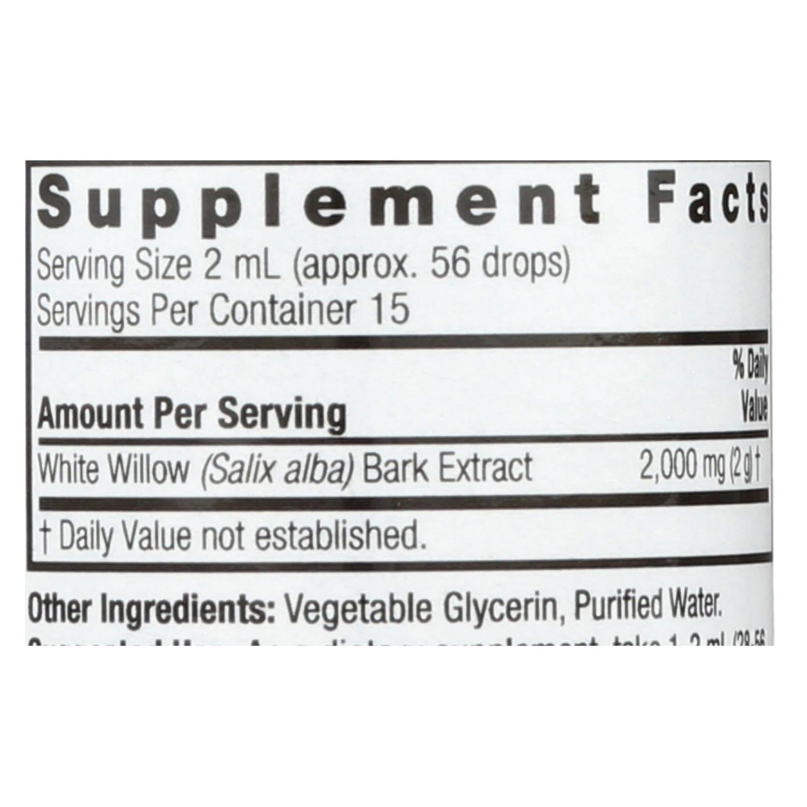 Nature's Answer White Willow Bark Extract Non-Alcohol Liquid Extract, Pain Relief, 1 Fl Oz