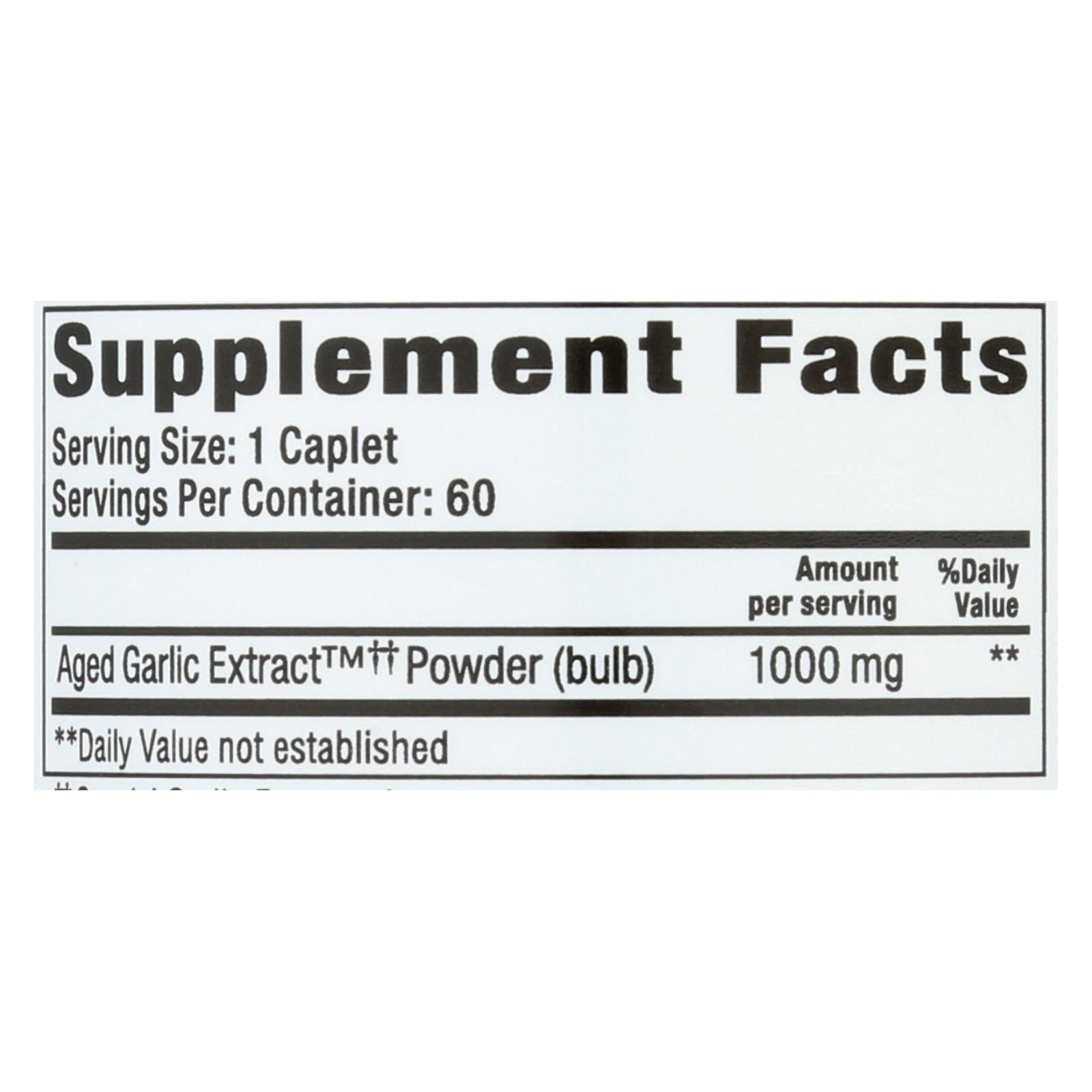 Kyolic Aged Garlic Extract Caplets | Supports Cardiovascular Health | 1000mg per Caplet | 60 Caplets