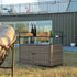 Outdoor Wicker Bar Cart with Glass Top and Wheels